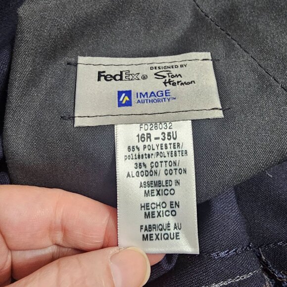 FedEx VF Imagewear Navy Cargo Work Pants Sz 16 Reflective Pocket Delivery Safety - Picture 8 of 12